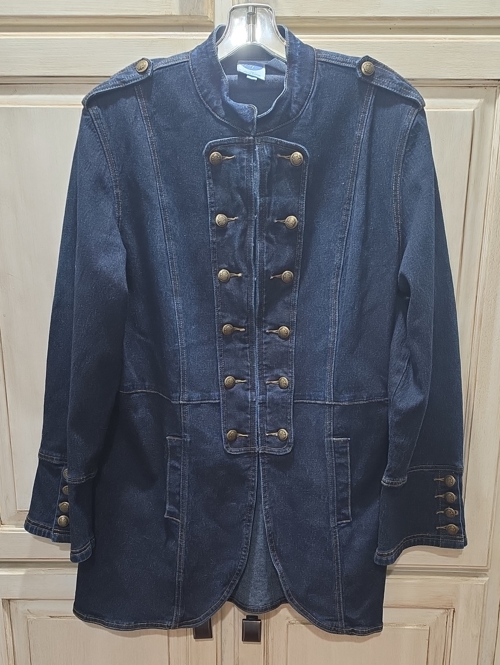Diane Gilman Dark Blue Military-Style Denim Jacket